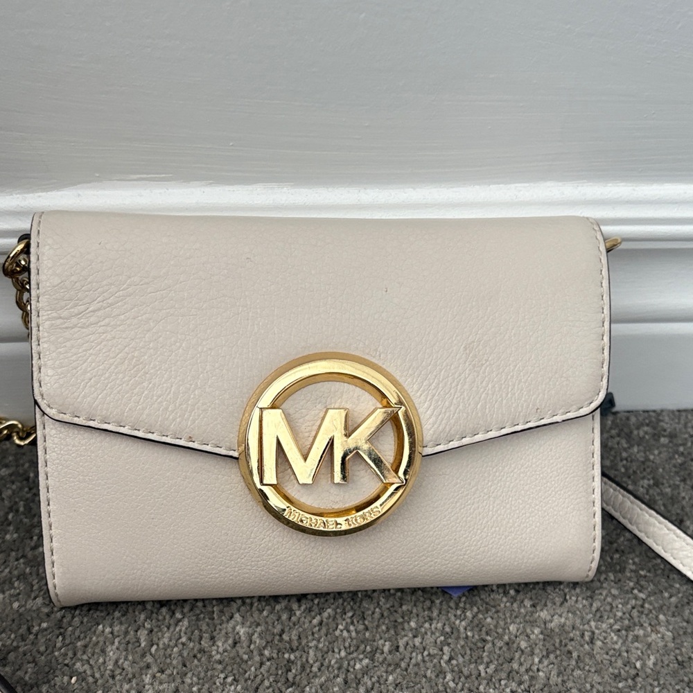 Michael Kors Beige Crossbody Bag with Gold Accent